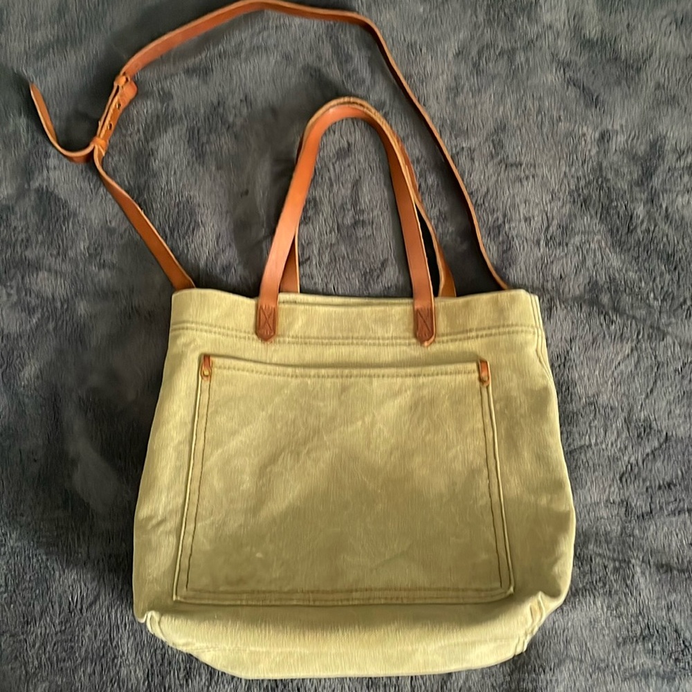 Like new Madewell green khaki canvas tote